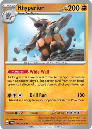 Rhyperior - 076/142 - Holofoil SV07 Stellar Crown - Rare
