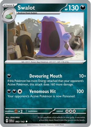 Swalot - 092/142 - Reverse Holofoil SV07 Stellar Crown - Uncommon