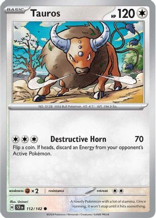 Tauros - 112/142 - Reverse Holofoil SV07 Stellar Crown - Common