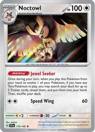 Noctowl - 115/142 - Reverse Holofoil SV07 Stellar Crown - Rare