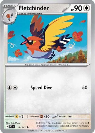 Fletchinder - 122/142 - Reverse Holofoil SV07 Stellar Crown - Common