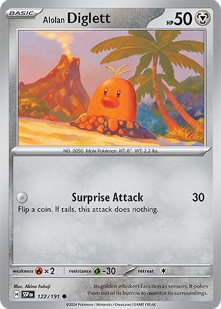 Alolan Diglett - 122/191 - Reverse Holofoil SV08 Surging Sparks - Common