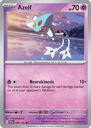 Azelf - 080/191 - Reverse Holofoil SV08 Surging Sparks - Common