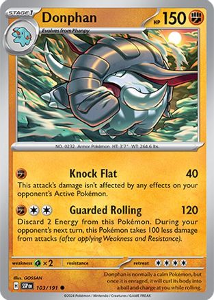 Donphan - 103/191 - Reverse Holofoil SV08 Surging Sparks - Common