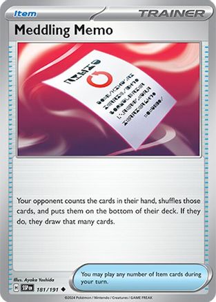 Meddling Memo - 181/191 SV08 Surging Sparks - Uncommon