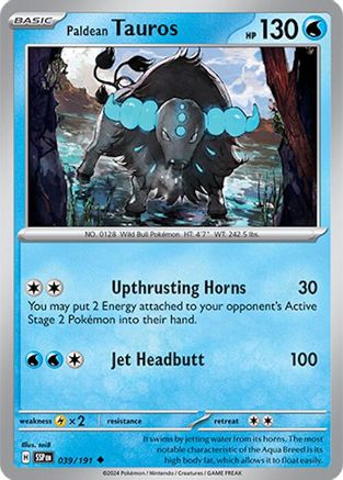 Paldean Tauros - 039/191 - Reverse Holofoil SV08 Surging Sparks - Uncommon