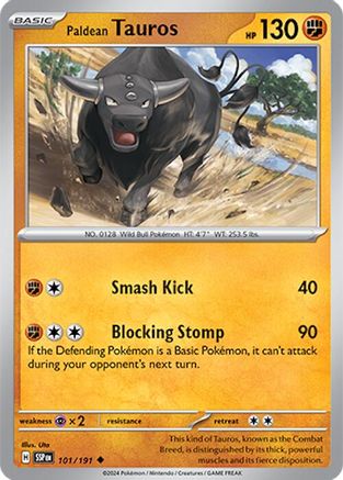 Paldean Tauros - 101/191 - Reverse Holofoil SV08 Surging Sparks - Uncommon