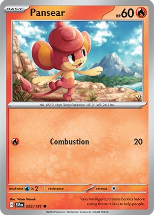 Pansear - 022/191 - Reverse Holofoil SV08 Surging Sparks - Common