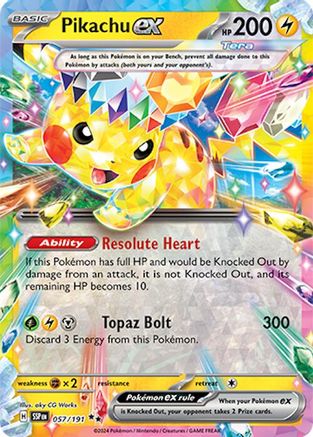 Pikachu ex - 057/191 - Holofoil SV08 Surging Sparks - Double Rare