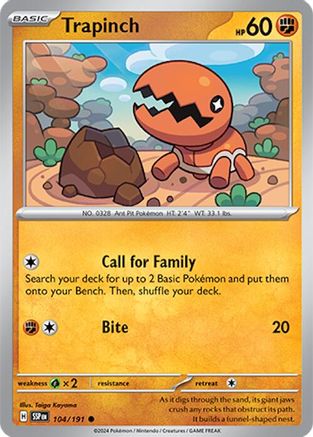 Trapinch - 104/191 - Reverse Holofoil SV08 Surging Sparks - Common