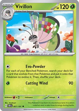 Vivillon - 007/191 - Reverse Holofoil SV08 Surging Sparks - Uncommon