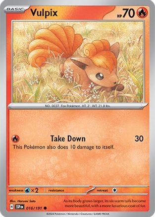 Vulpix - 016/191 - Reverse Holofoil SV08 Surging Sparks - Common
