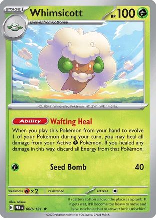 Whimsicott - 008/131 - Reverse Holofoil SV Prismatic Evolutions - Rare