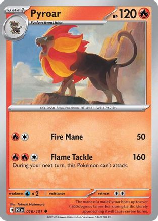 Pyroar - 016/131 - Reverse Holofoil SV Prismatic Evolutions - Uncommon