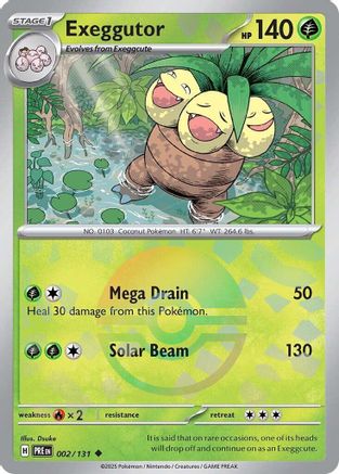 Exeggutor (Poke Ball Pattern) - 002/131 - Holofoil SV Prismatic Evolutions - Uncommon