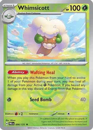 Whimsicott (Poke Ball Pattern) - 008/131 - Holofoil SV Prismatic Evolutions - Rare