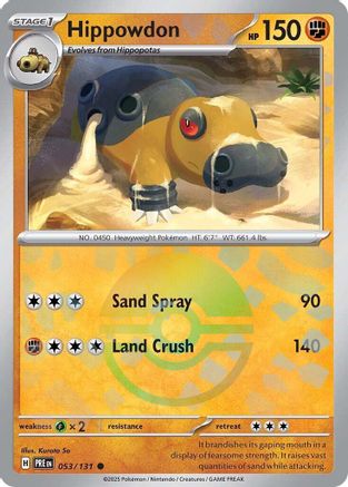 Hippowdon (Poke Ball Pattern) - 053/131 - Holofoil SV Prismatic Evolutions - Common