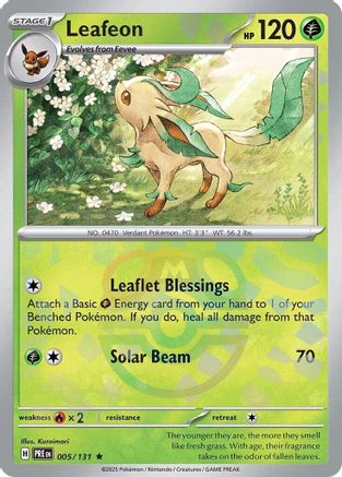 Leafeon (Master Ball Pattern) - 005/131 - Holofoil SV Prismatic Evolutions - Rare