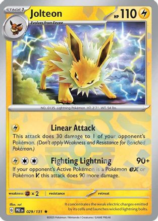 Jolteon (Master Ball Pattern) - 029/131 - Holofoil SV Prismatic Evolutions - Rare