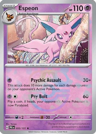 Espeon (Master Ball Pattern) - 033/131 - Holofoil SV Prismatic Evolutions - Rare