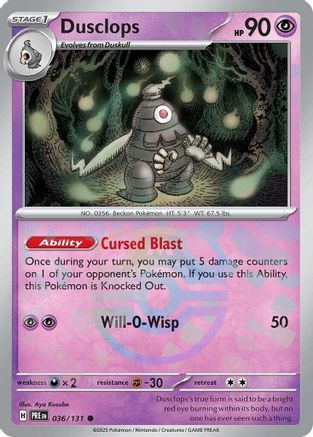 Dusclops (Master Ball Pattern) - 036/131 - Holofoil SV Prismatic Evolutions - Common