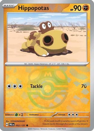 Hippopotas (Master Ball Pattern) - 052/131 - Holofoil SV Prismatic Evolutions - Common