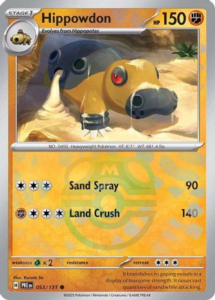Hippowdon (Master Ball Pattern) - 053/131 - Holofoil SV Prismatic Evolutions - Common