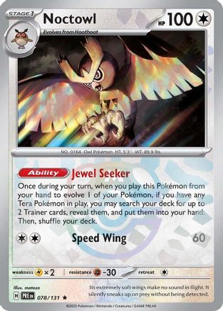 Noctowl (Master Ball Pattern) - 078/131 - Holofoil SV Prismatic Evolutions - Rare