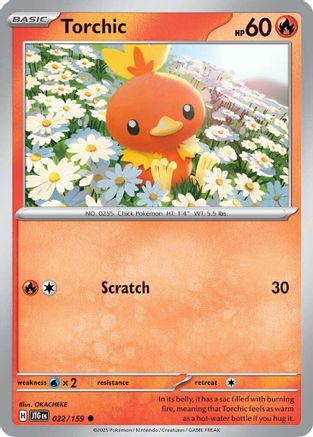 Torchic - 022/159 - Reverse Holofoil SV09 Journey Together - Common