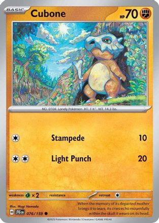 Cubone - 076/159 - Reverse Holofoil SV09 Journey Together - Common