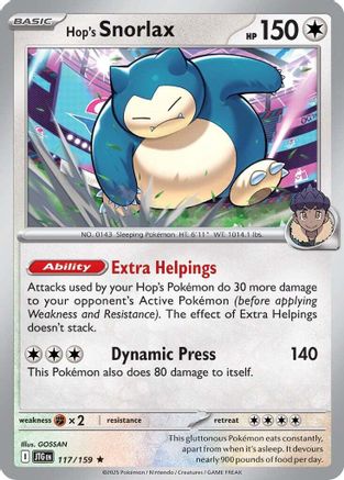 Hop's Snorlax - 117/159 - Holofoil SV09 Journey Together - Rare