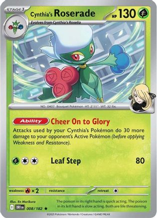 Cynthia's Roserade - 008/182 - Reverse Holofoil SV10 Destined Rivals - Rare