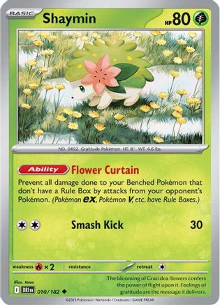 Shaymin - 010/182 - Reverse Holofoil SV10 Destined Rivals - Uncommon