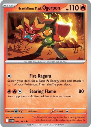 Hearthflame Mask Ogerpon - 044/182 - Reverse Holofoil SV10 Destined Rivals - Uncommon