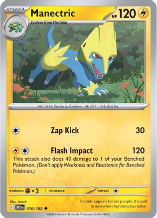 Manectric - 076/182 - Reverse Holofoil SV10 Destined Rivals - Uncommon