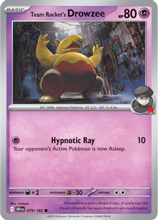 Team Rocket's Drowzee - 079/182 - Reverse Holofoil SV10 Destined Rivals - Common