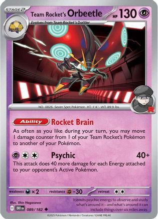 Team Rocket's Orbeetle - 089/182 - Reverse Holofoil SV10 Destined Rivals - Uncommon