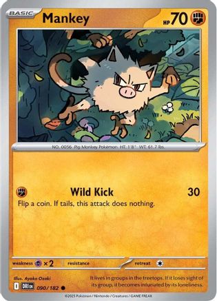 Mankey - 090/182 - Reverse Holofoil SV10 Destined Rivals - Common