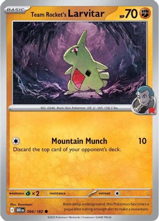 Team Rocket's Larvitar - 094/182 - Reverse Holofoil SV10 Destined Rivals - Common