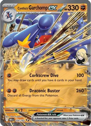 Cynthia's Garchomp ex - 104/182 - Holofoil SV10 Destined Rivals - Double Rare
