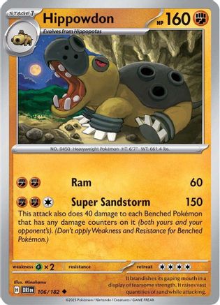 Hippowdon - 106/182 - Reverse Holofoil SV10 Destined Rivals - Uncommon