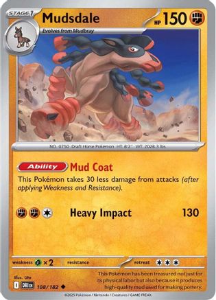 Mudsdale - 108/182 - Reverse Holofoil SV10 Destined Rivals - Uncommon