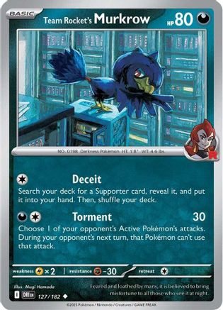 Team Rocket's Murkrow - 127/182 - Reverse Holofoil SV10 Destined Rivals - Uncommon
