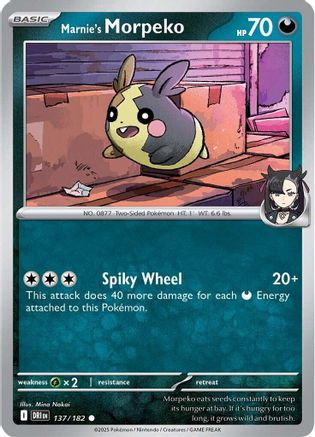 Marnie's Morpeko - 137/182 - Reverse Holofoil SV10 Destined Rivals - Common