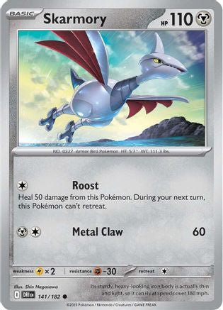 Skarmory - 141/182 - Reverse Holofoil SV10 Destined Rivals - Common
