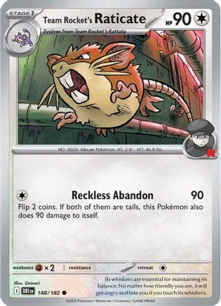 Team Rocket's Raticate - 148/182 - Reverse Holofoil SV10 Destined Rivals - Common