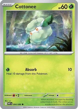 Cottonee - 004/086 - Reverse Holofoil SV White Flare - Common