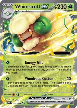 Whimsicott ex - 005/086 - Holofoil SV White Flare - Double Rare