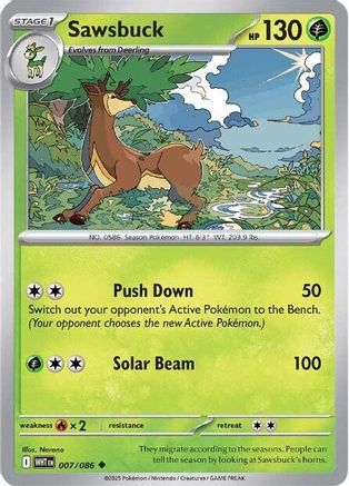 Sawsbuck - 007/086 - Reverse Holofoil SV White Flare - Uncommon