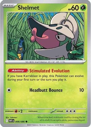 Shelmet - 008/086 - Reverse Holofoil SV White Flare - Common